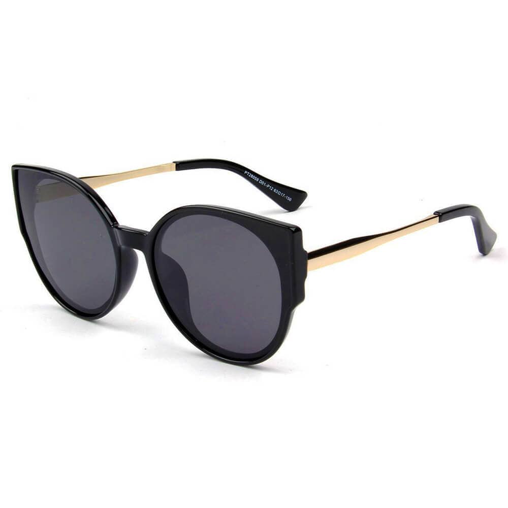 Cramilo Eyewear Sunglasses Black Duisburg - Women Round Cat Eye Polarized Sunglasses