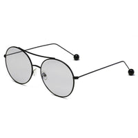 Cramilo Eyewear Sunglasses Black EUREKA | Unisex Round Tinted Lens Aviator Clear Glasses Balled Sunglasses
