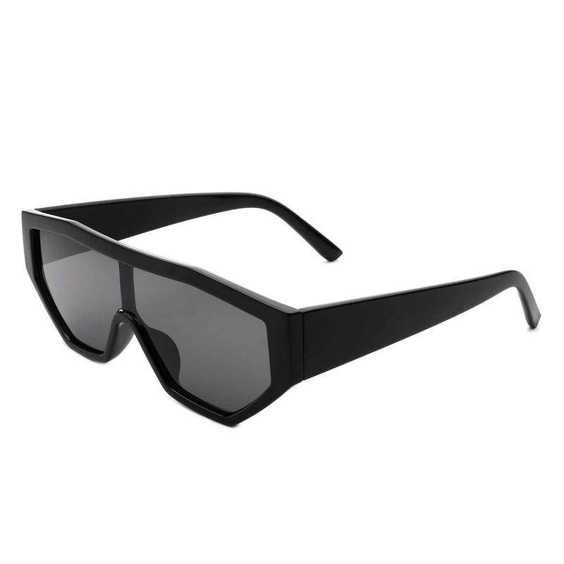 Cramilo Eyewear Sunglasses Black Firelily - Geometric Square Futuristic Fashion Sunglasses