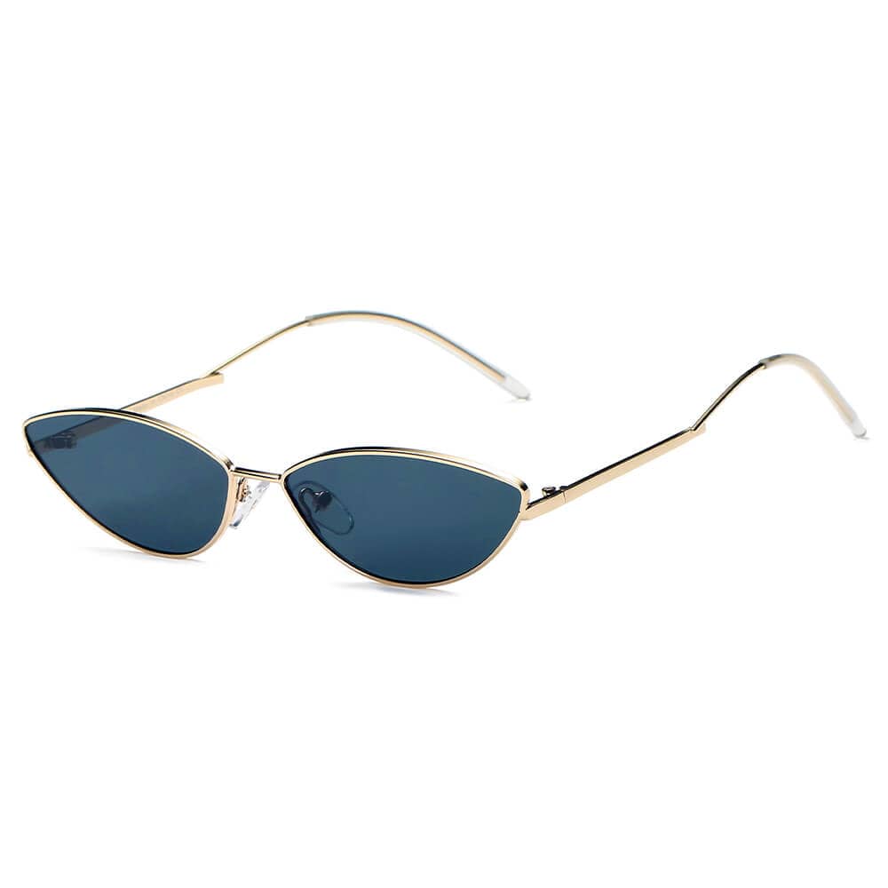 Cramilo Eyewear Sunglasses Black FLINT | Small True Retro Vintage Slim Metal Sunglasses