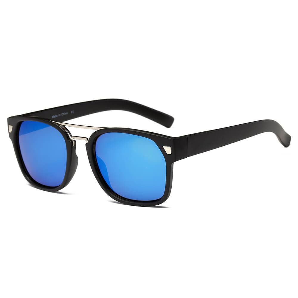 Cramilo Eyewear Sunglasses Black Frame - Blue Lens HINDMARSH | Classic Retro Square Frame Fashion Sunglasses