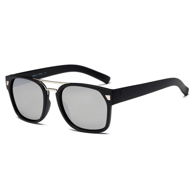 Cramilo Eyewear Sunglasses Black Frame - Silver Lens HINDMARSH | Classic Retro Square Frame Fashion Sunglasses