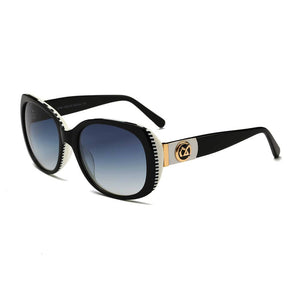 Cramilo Eyewear Sunglasses Black Frame w/ White Rims - Blue Smoke Lens DANVILLE | Women Intricate Classic Retro Butterfly Sunglasses