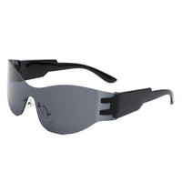 Cramilo Eyewear Sunglasses Black Galadriel - Futuristic Mirrored Cyberpunk Sport Reflective Shield Sunglasses