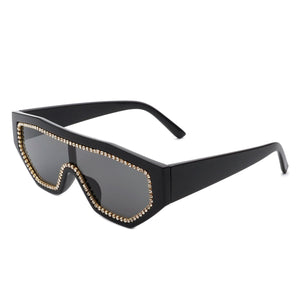 Cramilo Eyewear Sunglasses Black Goldleaf - Geometric Glitter Square Fashion Women Sunglasses