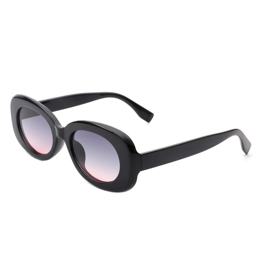 Cramilo Eyewear Sunglasses Black/Gradient Purple Nighting - Oval Retro 90s Round Narrow Vintage Sunglasses