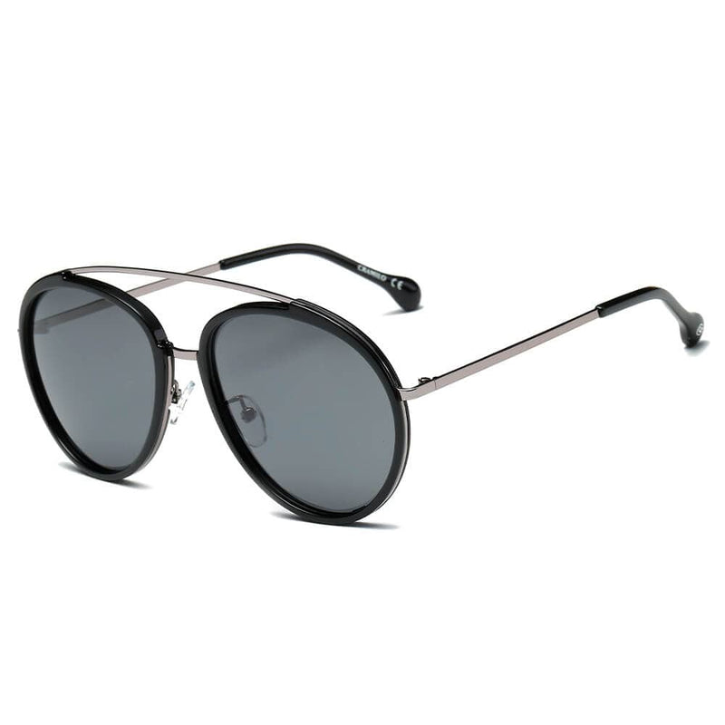Cramilo Eyewear Sunglasses Black - Gray FARMINDALE | Polarized Circle Round Brow-Bar Fashion Sunglasses