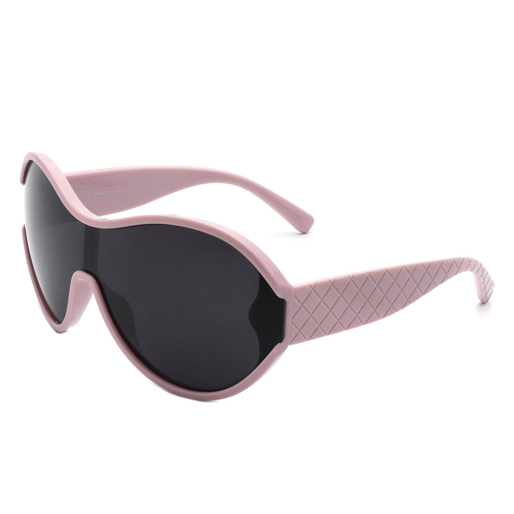 Cramilo Eyewear Sunglasses Black Gwyneth - Oversize Oval Retro Circle Fashion Curved Round Sunglasses