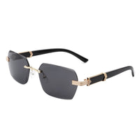 Cramilo Eyewear Sunglasses Black Hailstorm - Rectangle Retro Rimless Tinted Frameless Fashion Square Sunglasses