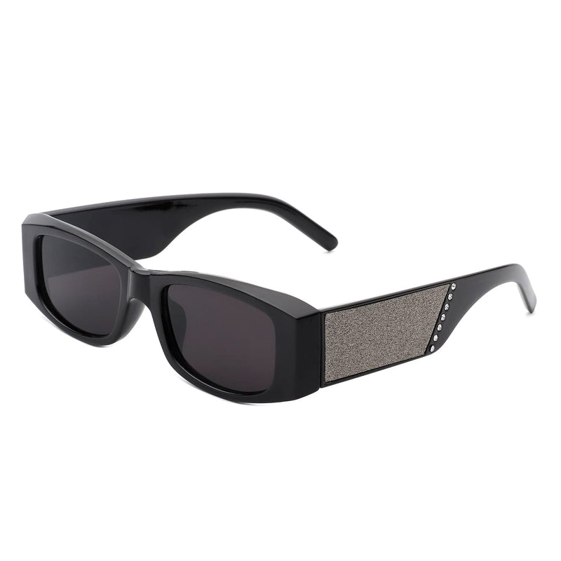 Cramilo Eyewear Sunglasses Black Harmonix - Retro Rectangular Narrow Vintage Slim Sunglasses