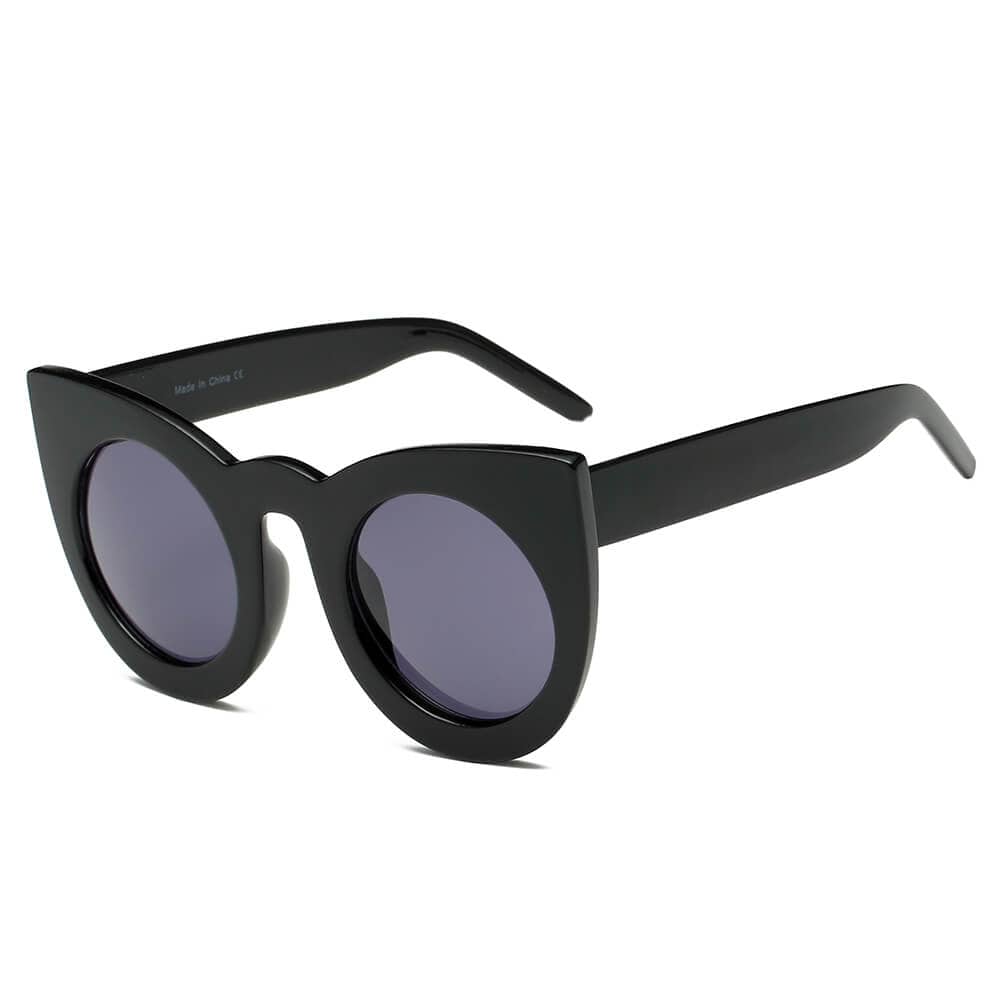 Cramilo Eyewear Sunglasses Black Hinton | Women Round Cat Eye Oversize Sunglasses