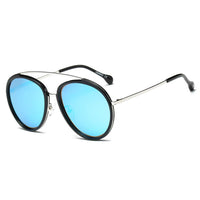 Cramilo Eyewear Sunglasses Black - Ice Blue FARMINDALE | Polarized Circle Round Brow-Bar Fashion Sunglasses