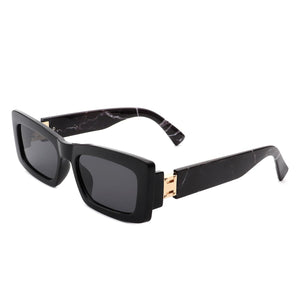 Cramilo Eyewear Sunglasses Black Illumyne - Retro Narrow Rectangle Flat Top Slim Fashion Sunglasses