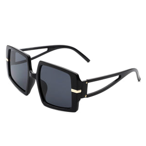 Cramilo Eyewear Sunglasses Black Jasmoria - Oversize Square Geometric Irregular Flat Top Women Sunglasses