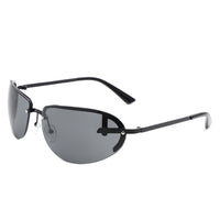Cramilo Eyewear Sunglasses Black Oceandew - Retro Rimless Oval Tinted Fashion Round Sunglasses