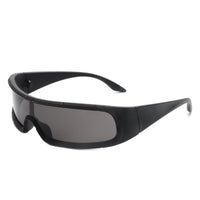 Cramilo Eyewear Sunglasses Black Orion - Futuristic Wrap Around Fashion Rectangle Shield Sunglasses