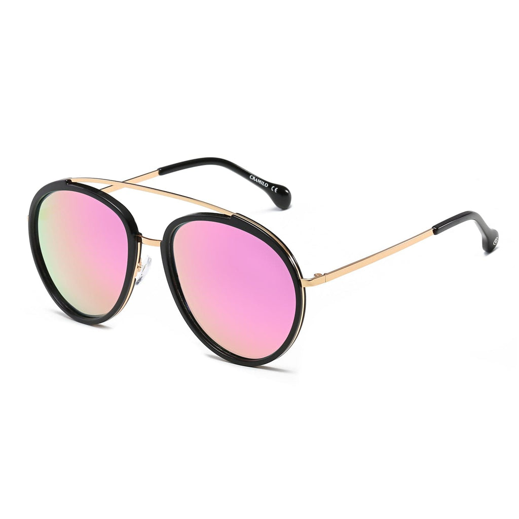 Cramilo Eyewear Sunglasses Black - Pink FARMINDALE | Polarized Circle Round Brow-Bar Fashion Sunglasses