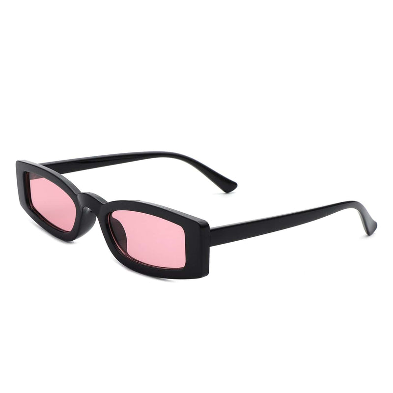 Cramilo Eyewear Sunglasses Black/Pink Starzest - Rectangle Slim Retro Tinted Square Vintage Narrow Sunglasses