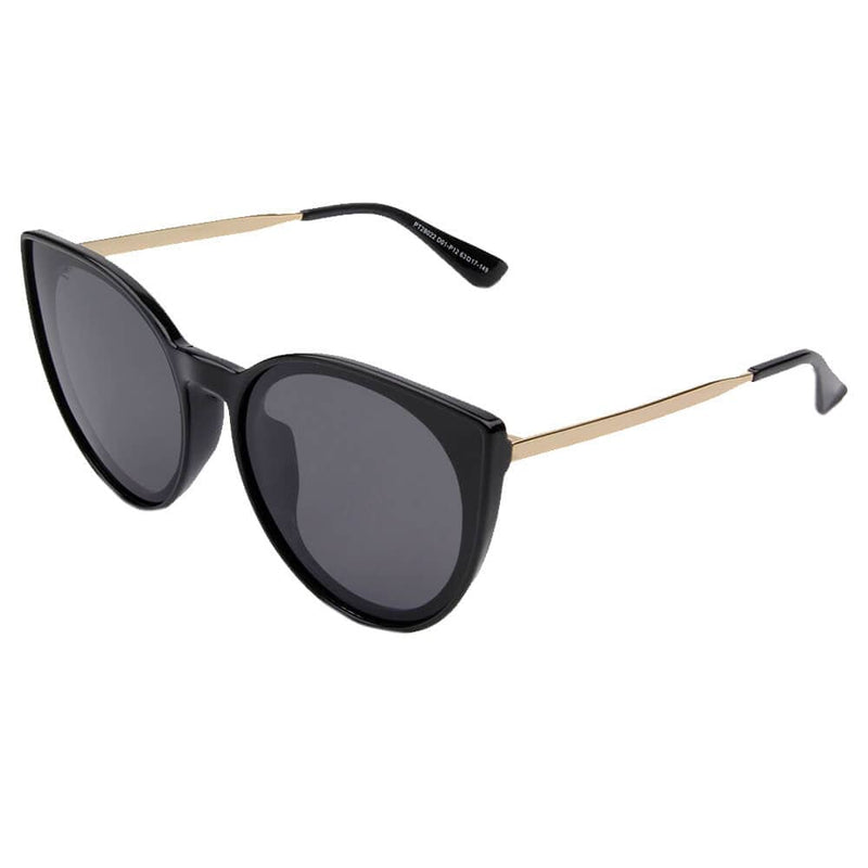 Cramilo Eyewear Sunglasses Black Prato - Women Round Cat Eye Polarized Sunglasses