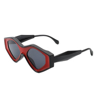 Cramilo Eyewear Sunglasses Black/Red Rosedawn - Futuristic Square Retro Chunky Irregular Geometric Sunglasses