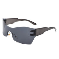 Cramilo Eyewear Sunglasses Black Sable - Futuristic Square Mirrored Flat Top Wrap Around Sunglasses