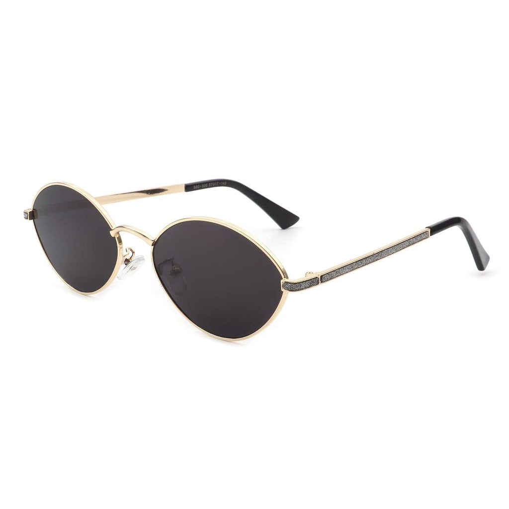Cramilo Eyewear Sunglasses Black Ufril - Oval Retro Geometric Round Glitter Fashion Sunglasses