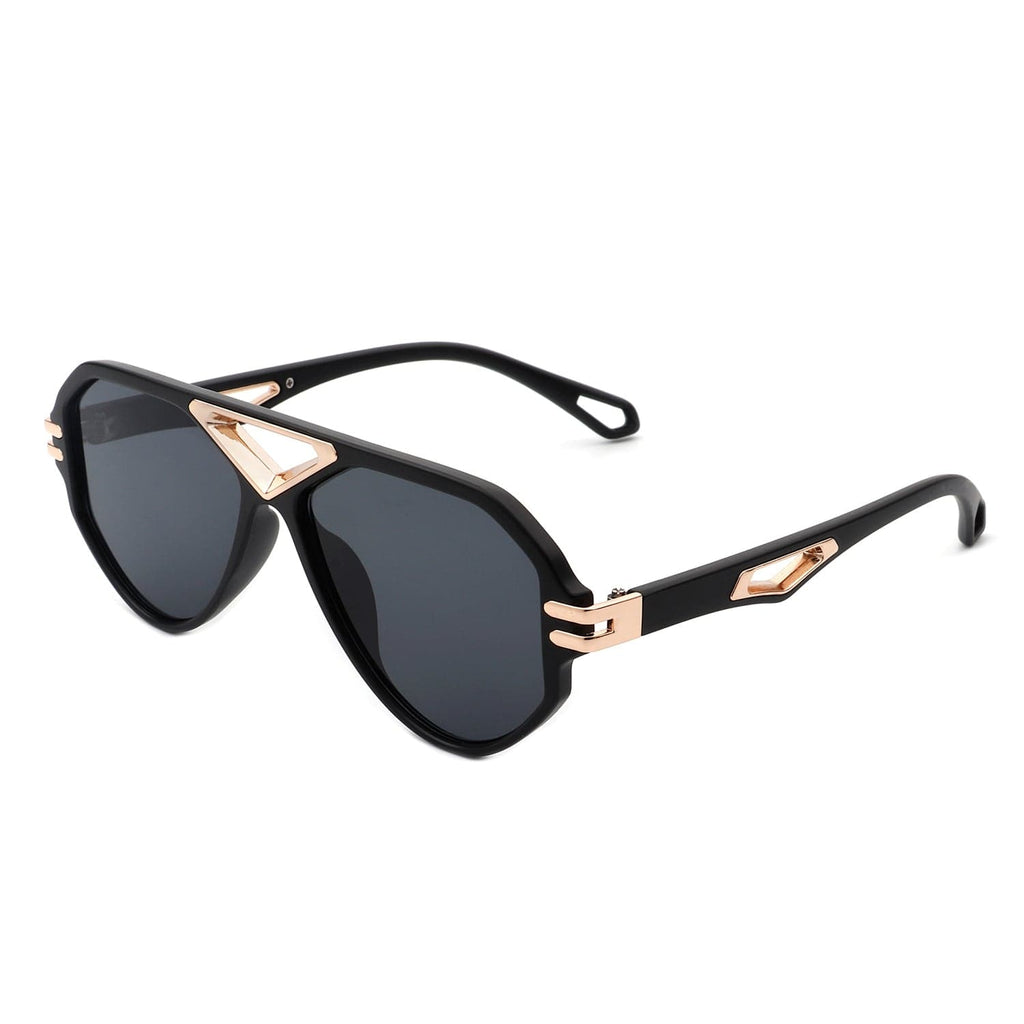 Cramilo Eyewear Sunglasses Black Unityth - Geometric Retro Round Vintage Fashion Aviator Sunglasses