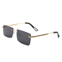 Cramilo Eyewear Sunglasses Black Vibrante - Rectangle Rimless Retro Tinted Fashion Flat top Sunglasses