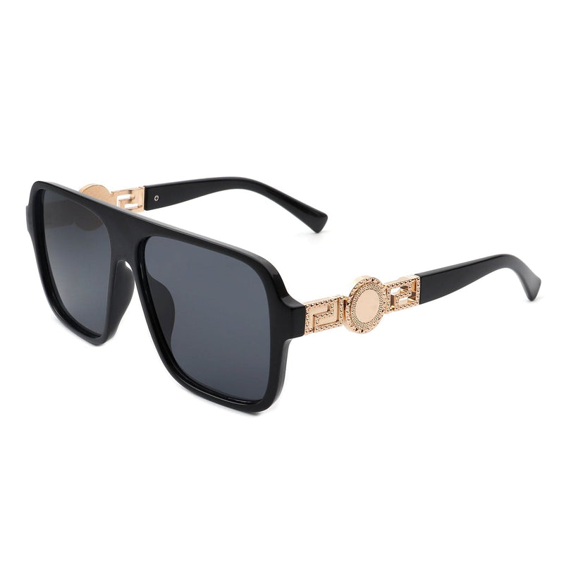 Cramilo Eyewear Sunglasses Black Violetra - Retro Square Aviator Style Vintage Flat Top Sunglasses
