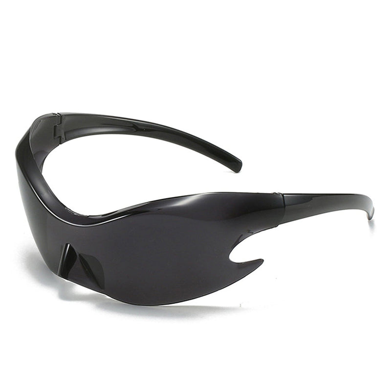 Cramilo Eyewear Sunglasses Black Whiestan - Futuristic Mirrored Sleek Wrap Around Sports Sunglasses