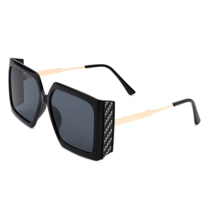 Cramilo Eyewear Sunglasses Black Yellowra - Women Oversize Retro Square Large Fashion Sunglasses