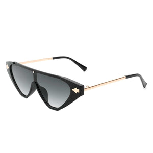 Cramilo Eyewear Sunglasses Black Zedillia - Triangle Mod Irregular Fashion Vintage Geometric Retro Sunglasses
