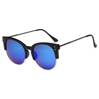 Cramilo Eyewear Sunglasses Blue ABANDA |  Round Mirrored Flat Lens Half Frame Sunglasses Circle