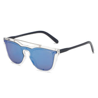 Cramilo Eyewear Sunglasses Blue AIEA | Unisex Fashion Brow-Bar Single Flat Lens Round Sunglasses Circle