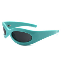 Cramilo Eyewear Sunglasses Blue Albion - Oval Wrap Around Retro Round Fashion Sunglasses