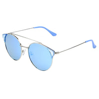 Cramilo Eyewear Sunglasses Blue Antequera | Women Round Polarized Brow-Bar Cat Eye Fashion Sunglasses
