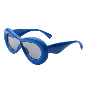 Cramilo Eyewear Sunglasses Blue Argo - Oversized Y2K Inflated Frame One Piece Lens Sunglasses