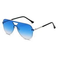 Cramilo Eyewear Sunglasses Blue BELFAST | Unisex Flat Single Lens Aviator Fashion Sunglasses