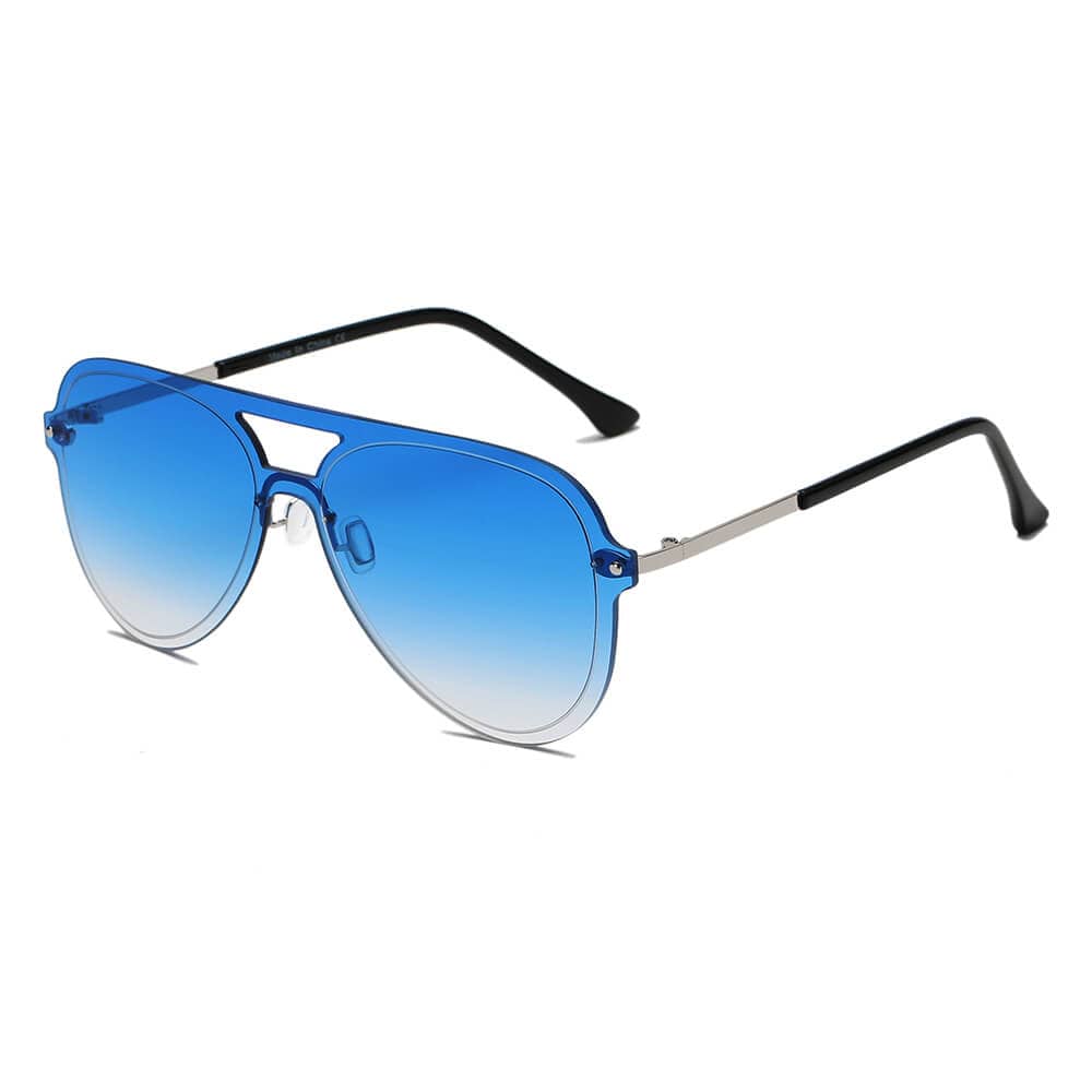 Cramilo Eyewear Sunglasses Blue BELFAST | Unisex Flat Single Lens Aviator Fashion Sunglasses
