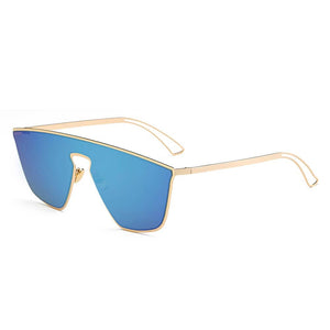 Cramilo Eyewear Sunglasses Blue BEVERLY | Women Square Futuristic Flat Lens Sunglasses