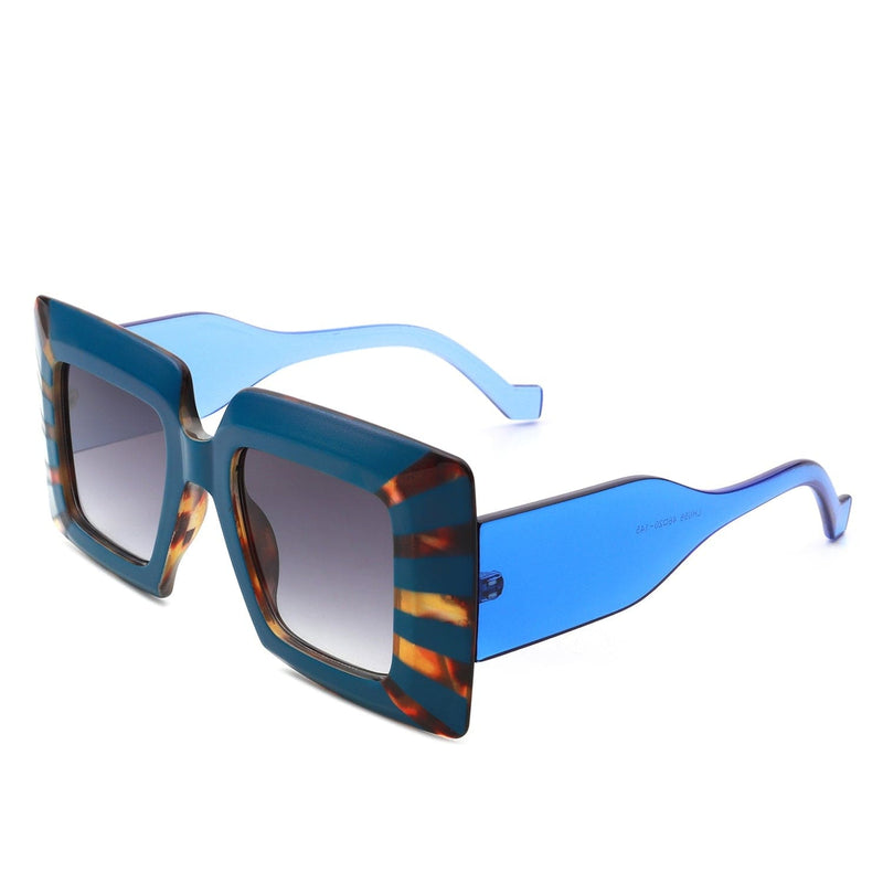 Cramilo Eyewear Sunglasses Blue Caelum - Women Fashion Square Flat Top Oversize Sunglasses