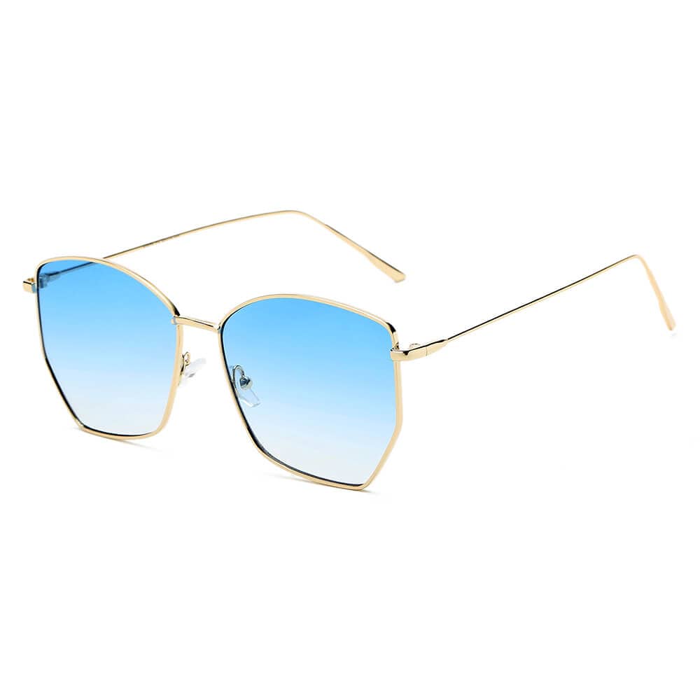 Cramilo Eyewear Sunglasses Blue Cardiff - Women Oversize Geometric Metal Fashion Sunglasses