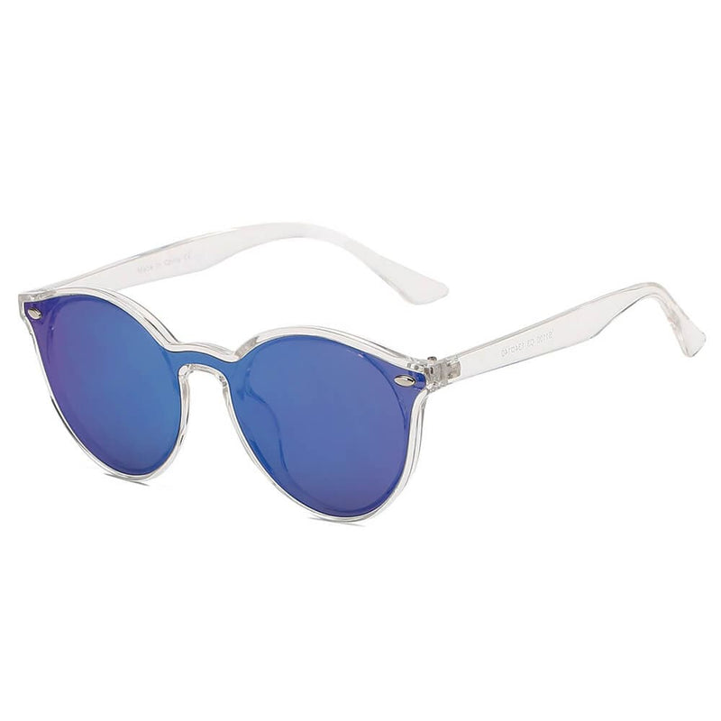 Cramilo Eyewear Sunglasses Blue CROSBY | Unisex Fashion Retro Round Horn Rimmed Sunglasses