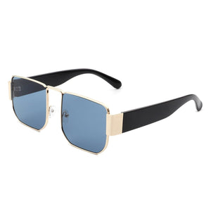 Cramilo Eyewear Sunglasses Blue Diamonde - Square Retro Flat Top Tinted Vintage Fashion Sunglasses