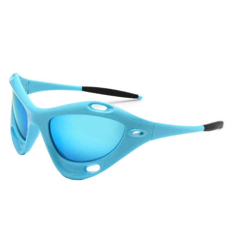 Cramilo Eyewear Sunglasses Blue Dotrijan - Geometric Wrap Around Chunky Square Sport Sunglasses