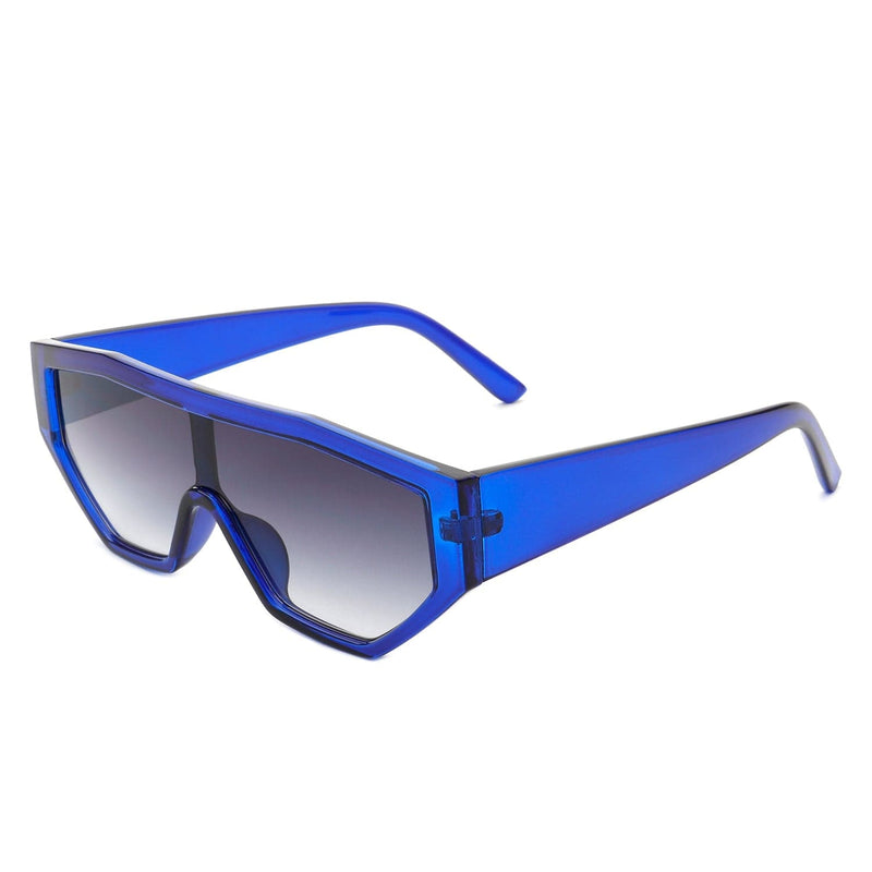 Cramilo Eyewear Sunglasses Blue Firelily - Geometric Square Futuristic Fashion Sunglasses