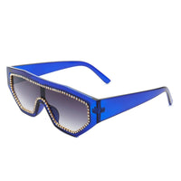 Cramilo Eyewear Sunglasses Blue Goldleaf - Geometric Glitter Square Fashion Women Sunglasses