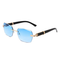 Cramilo Eyewear Sunglasses Blue Hailstorm - Rectangle Retro Rimless Tinted Frameless Fashion Square Sunglasses