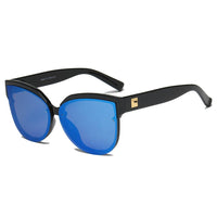 Cramilo Eyewear Sunglasses Blue LENOIR | Women Oversized Mirrored Cat Eye Sunglasses