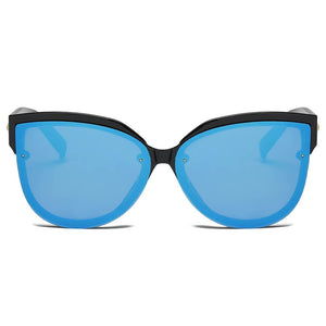 Cramilo Eyewear Sunglasses Blue LENOIR | Women Oversized Mirrored Cat Eye Sunglasses